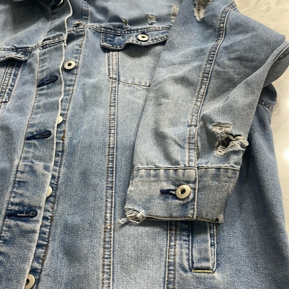 Highway Jeans blue denim Jean long jacket distressed oversized sized XL - Picture 8 of 16